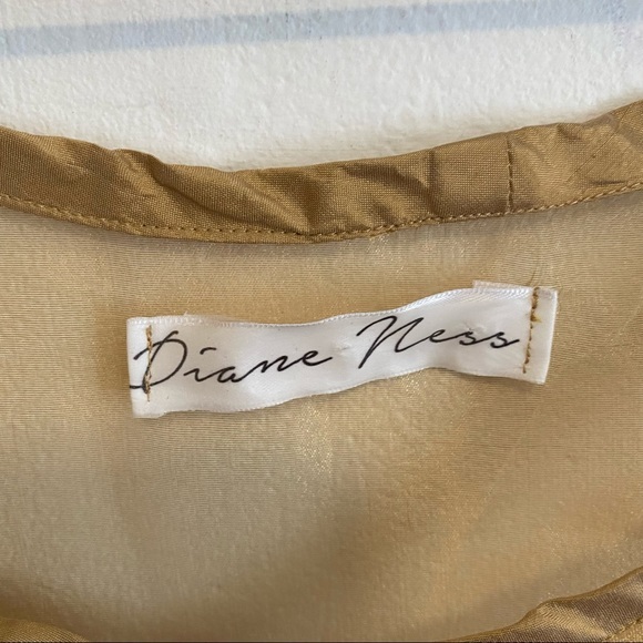 Diane Ness Gold Sheer Flowy Oversized Sleeveless Silk Dress One Size - Picture 3 of 7